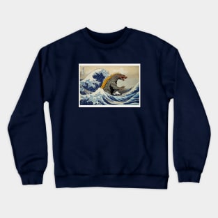 Godzilla vs the great wave off kanagawa Crewneck Sweatshirt